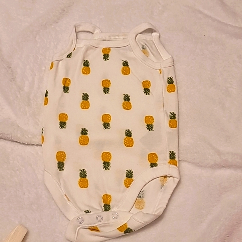 Old Navy 3 to 6 months white with design spaghetti strap onesie